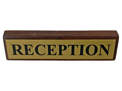 Brass Reception Sign Props, Prop Hire