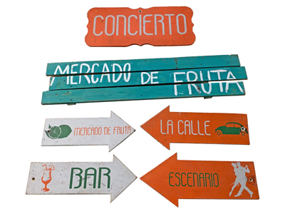 Cuban Market Signs Props, Prop Hire