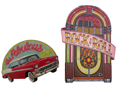 Fabulous Fiftees Rock and Roll Signs Props, Prop Hire