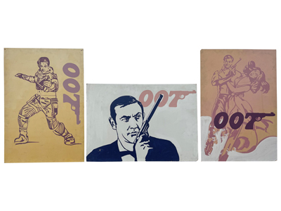 Handpainted Retro 007 Panels Props, Prop Hire