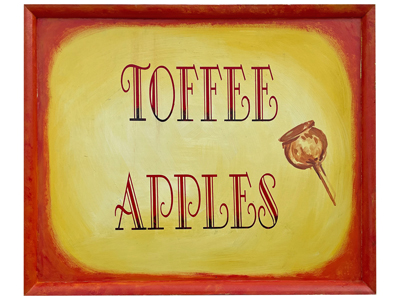 Handpainted Toffee Apples Sign Props, Prop Hire