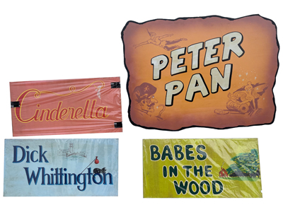 Pantomime Handpainted Signs Props, Prop Hire