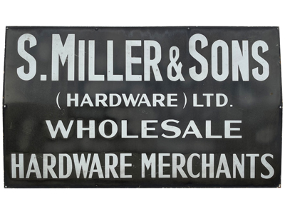 Retro Enamel Hardware Merchants Sign Props, Prop Hire