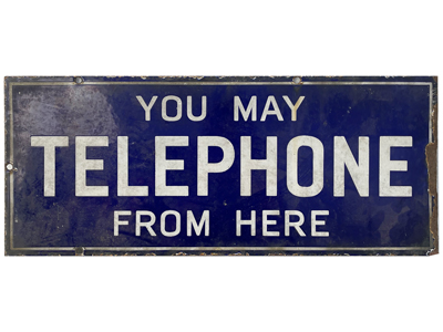 Retro American Double Sided Enamel Telephone Sign Props, Prop Hire