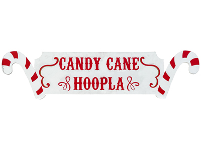 Candy Cane Hoopla Sign Props, Prop Hire