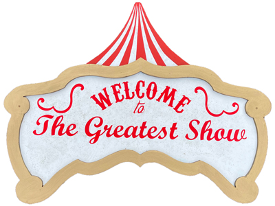 Circus Showman Weathered Sign Props, Prop Hire