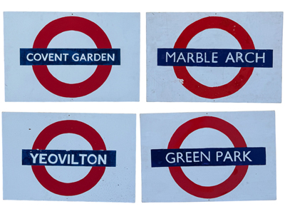 Railway Underground Handpainted Signs 75 Centimetre Props, Prop Hire