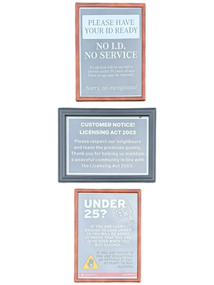 Pub Under25 Licensing Signs Props, Prop Hire