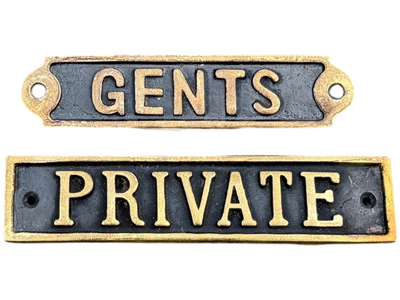 Brass Door Gents Private Brass Pub Signs Props, Prop Hire
