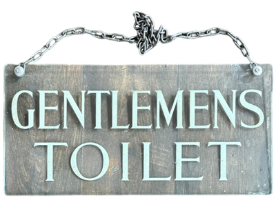 Vintage Pub Glass Gentlemens Toilet Sign Props, Prop Hire