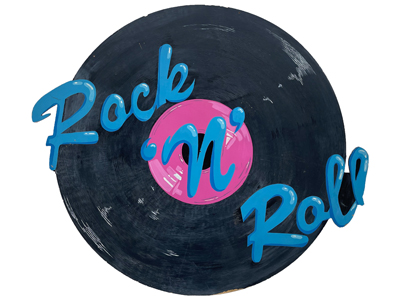 Rock and Roll Handpainted Vinyl Sign Props, Prop Hire