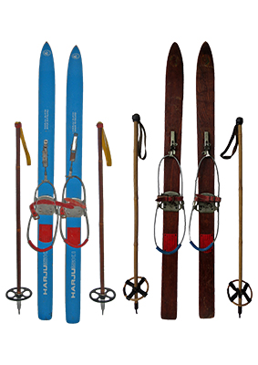 Vintage Childrens Skis Props, Prop Hire