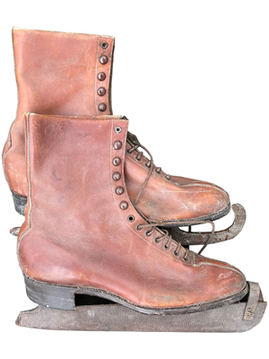 Brown Vintage Ice Skates Props, Prop Hire