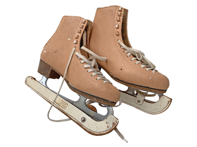 Peach Period Ice Skates Props, Prop Hire