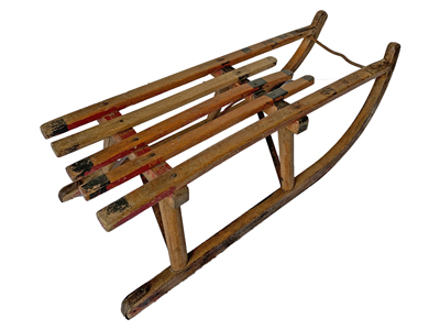 Vintage Toboggan Sleigh Props, Prop Hire