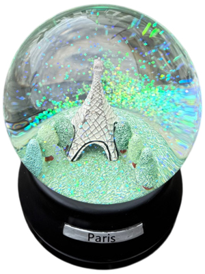 Large Retro Paris France Snowglobe Props, Prop Hire
