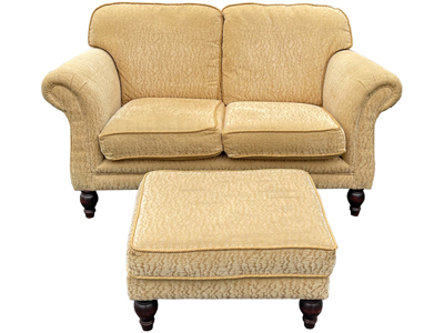 Gold Double Sofa With Footstool Props, Prop Hire