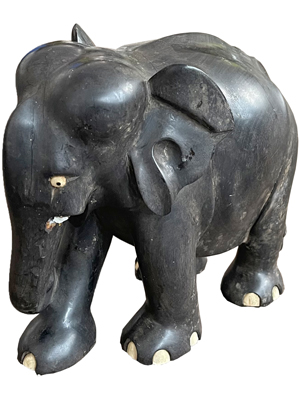 Vintage Ebony Elephant Statue 20 Centimetre Props, Prop Hire