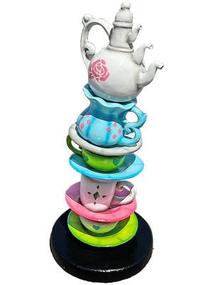 Alice Teapot Stack Statue Props, Prop Hire
