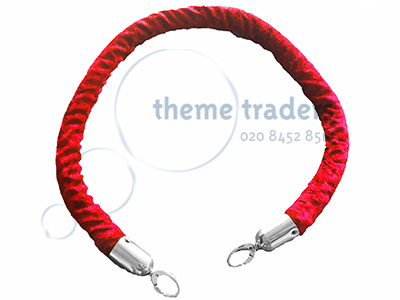 Stanchion Rope Red (silver and gold ends available) Props, Prop Hire