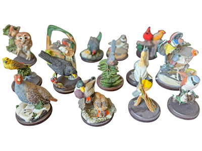 Handpainted Ceramic Bird Ornament Statues Props, Prop Hire