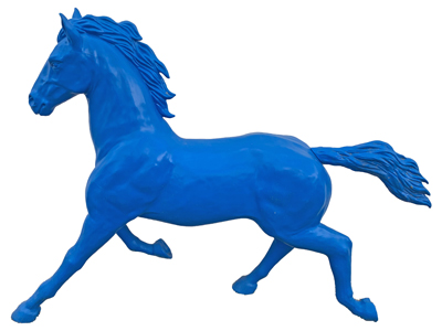 Blue Large Charging Horse Statue(for painting) Props, Prop Hire