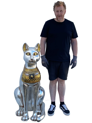 Silver Egyptian Tomb Cats (Pair  Available) Props, Prop Hire