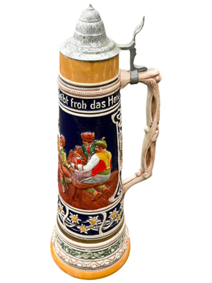 Massive Half Metre Decorative Vintage Stein with Lid Props, Prop Hire