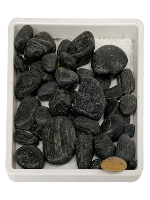 Black Polished Stones Props, Prop Hire