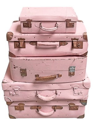 Pink Suitcases (weathered) Props, Prop Hire