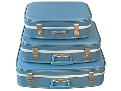 Nest of Three Retro Suitcases (as a set) Props, Prop Hire