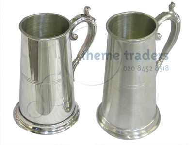 Tall Pewter Tankards Props, Prop Hire