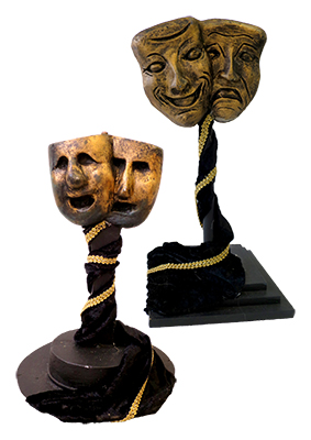 Comedy and Tragedy Table Centres Props, Prop Hire