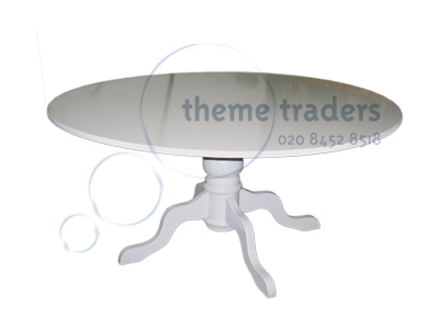 Round White Wooden Table Props, Prop Hire