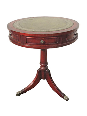 Round Wooden Table with Leather top Props, Prop Hire