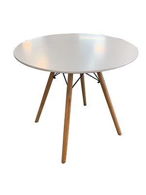 White Round Wooden Table Props, Prop Hire