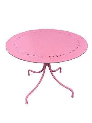 Round Pink Metal Table Props, Prop Hire