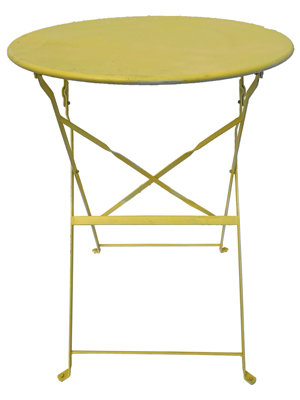 Yellow Slat Metal Tables Props, Prop Hire