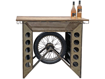 Motorbike Wheel Retro Console Table Disco Props, Prop Hire