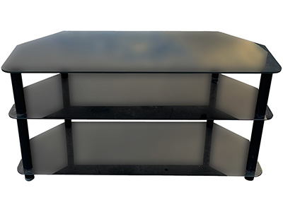 Black Glass Television Table Props, Prop Hire