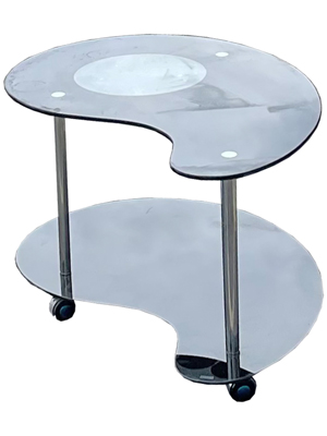 Black Glass Crescent Side Table Props, Prop Hire