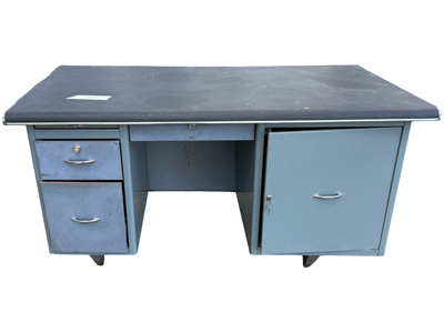 Police Black Top Metal Desk Props, Prop Hire