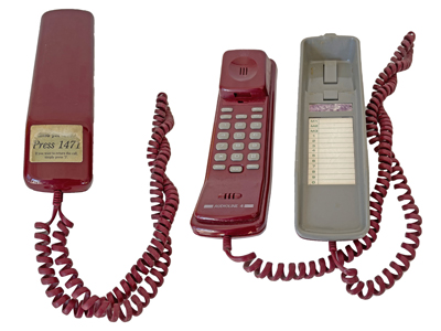 Maroon Period Wall Telephone Props, Prop Hire
