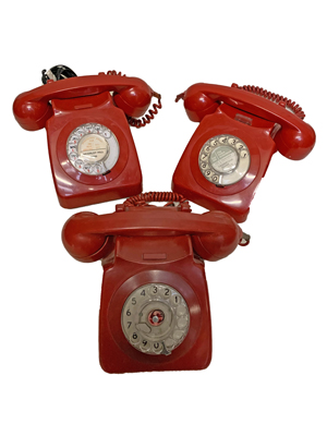 Red Rotary Dial Telephones Props, Prop Hire