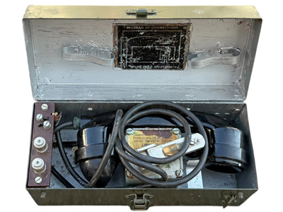Military Field Telephone in Green Metal Case Props, Prop Hire