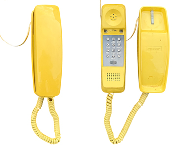 Mustard Wall Hanging Telephone Props, Prop Hire