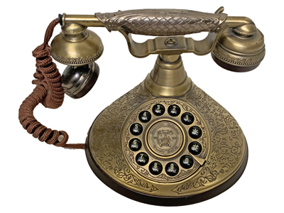 Engraved Metal Upright Telephone Props, Prop Hire