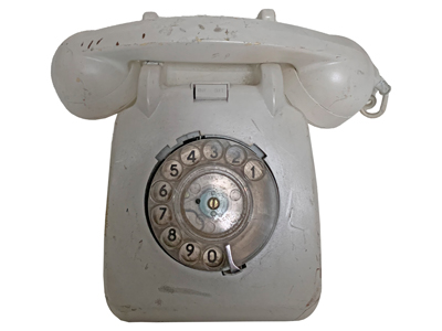 White Painted Dial Telephone Props, Prop Hire