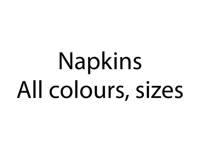 Napkins All Colours Sizes Props, Prop Hire