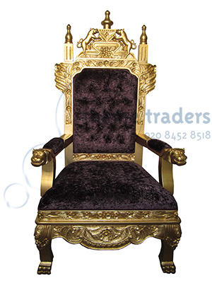 Ornate gold and purple throne Props, Prop Hire